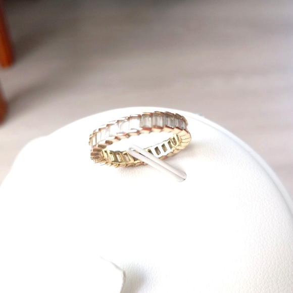 Vintage GP CZ Emerald Cut Baguette Style Gemstone Ring, Size 6 - Picture 8 of 14